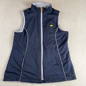 Masters Tournament Womens Reversible Golf Vest Navy Grey Full Zip Logo Vest